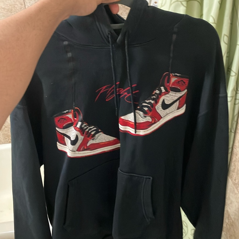 Nike Black Hoodie with Red Sneaker Graphic